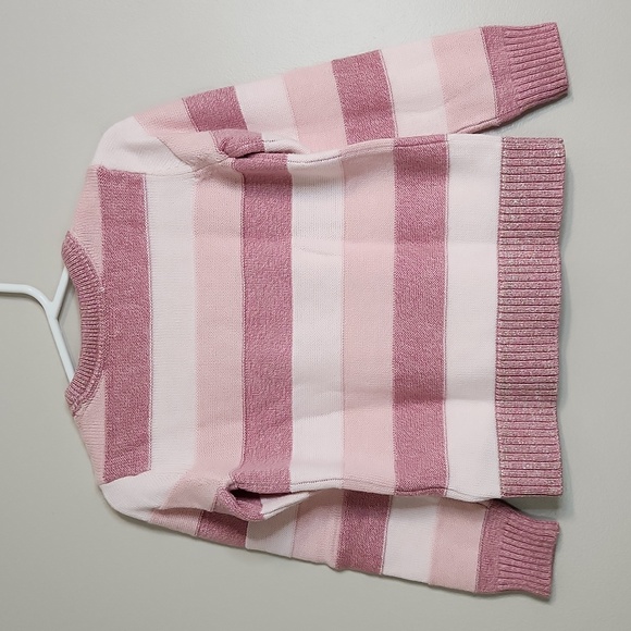 GAP Knit Pink Crazy Stripe Sweater W/ Metalic Trim, Size 4 ~ EUC - Picture 2 of 5
